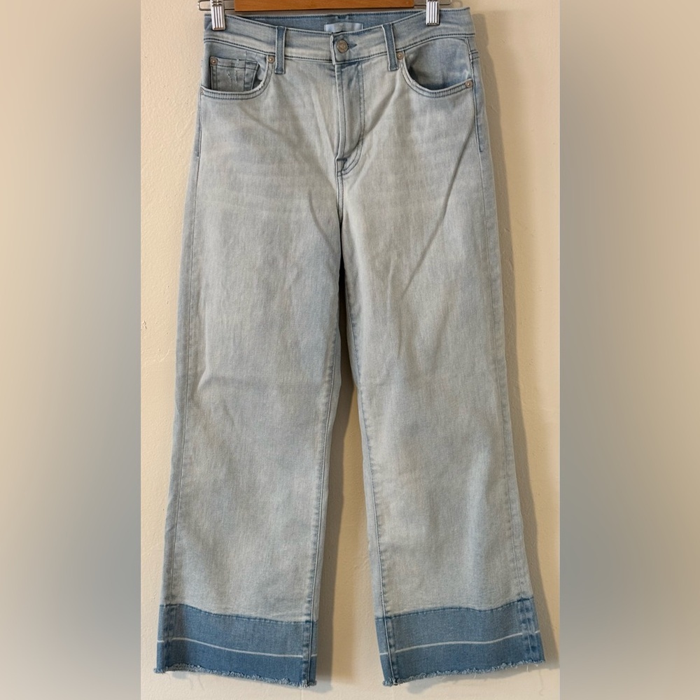 7 For All Mankind Light Blue Two-Tone Hem Jeans